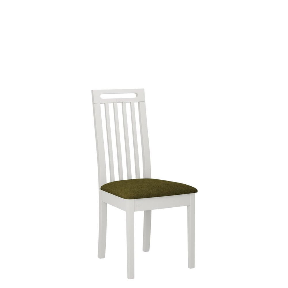 Veneti Jedálenská stolička s čalúneným sedákom ENELI 10 - biela / tmavá olivová
